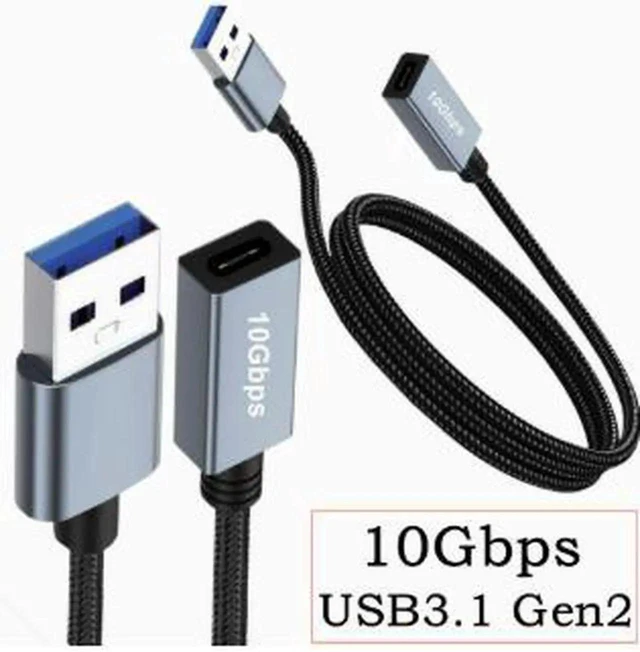 Alt view image 3 of 3 - AJMRTC 1.5M USB 3.2 Gen2 Extension Cable, USBA Male to USBC Female Adapter Cord, 10Gbps HighSpeed Data Transfer with Builtin Smart Chip for Laptop External SSD Smartphone USBC Hub Peripherals