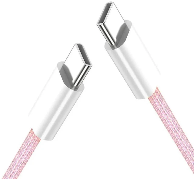 Main image of AJMRTC Pink USBC to USBC Male to Male PD Fast Charging Cable, 27W65W Power Delivery 480Mbps USB2.0 Data Sync Cord with Protective Sleeve for Smartphone Tablet USBC Laptops