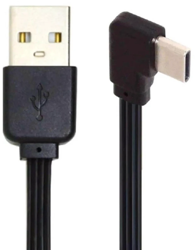Main image of AJMRTC 13cm USB2.0 Flat Slim FPC Cable, 90Degree LeftRight Angled USBA Male to USBC Male Power & Data Cord for FPV Drone Gimbal External Hard Disk Smartphone Compact Space Installation