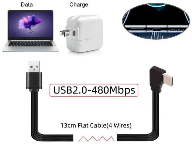 Alt view image 2 of 7 - AJMRTC 13cm USB2.0 Flat Slim FPC Cable, 90Degree LeftRight Angled USBA Male to USBC Male Power & Data Cord for FPV Drone Gimbal External Hard Disk Smartphone Compact Space Installation