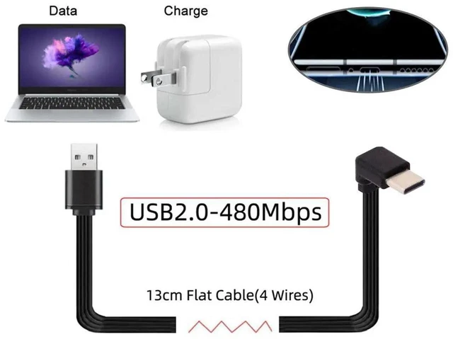 Alt view image 2 of 7 - AJMRTC 13cm USB2.0 Flat Slim FPC Cable, 90Degree UpDown Angled USBA Male to USBC Male Power & Data Cord for FPV Drone Gimbal External Hard Disk Smartphone Compact Space Installation