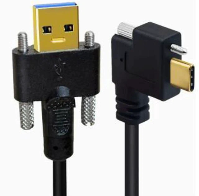 Alt view image 2 of 3 - AJMRTC 0.5M USB3.1 TypeC to USB3.0A Locking Data Cable, 90Degree RightAngle Dual Screw Lock Industrial Machine Vision Cable for Industrial Camera Image Acquisition Equipment