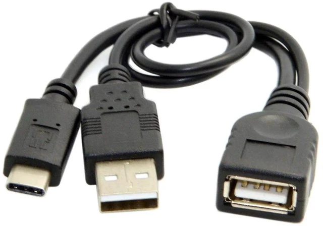 Main image of AJMRTC USBC 3.1 OTG Data Cable, USBC Male to USB2.0A Female Cord with Auxiliary Power Supply Port, 480Mbps OTG Host Mode for Smartphones, Tablets, Connect Flash Drives Keyboard Mouse External USB