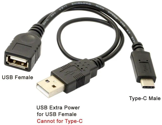 Alt view image 2 of 7 - AJMRTC USBC 3.1 OTG Data Cable, USBC Male to USB2.0A Female Cord with Auxiliary Power Supply Port, 480Mbps OTG Host Mode for Smartphones, Tablets, Connect Flash Drives Keyboard Mouse External USB