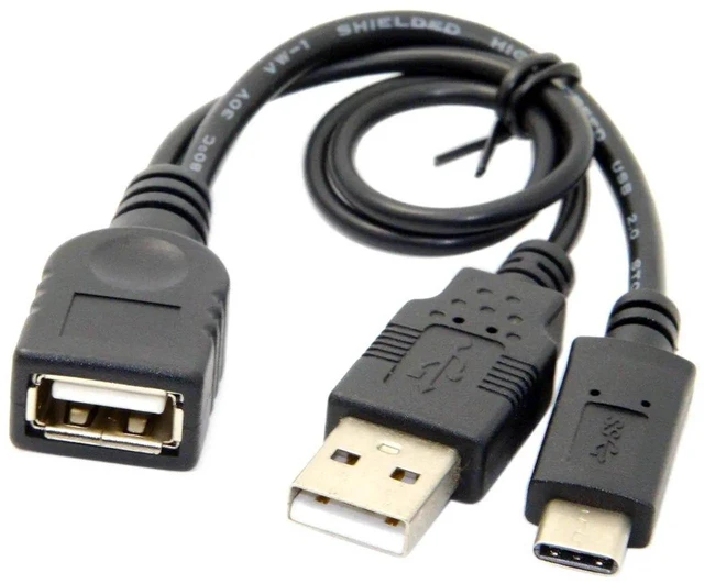 Alt view image 6 of 7 - AJMRTC USBC 3.1 OTG Data Cable, USBC Male to USB2.0A Female Cord with Auxiliary Power Supply Port, 480Mbps OTG Host Mode for Smartphones, Tablets, Connect Flash Drives Keyboard Mouse External USB