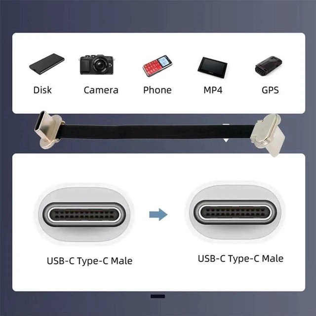 Alt view image 2 of 7 - AJMRTC Angled USBC to USBC Ultra Slim Flat Cable, USB2.0 480Mbps Data 65W PD Fast Charging Cord, LowProfile Flat Ribbon Wire for Laptops Tablets Smartphones Compact Space Installation