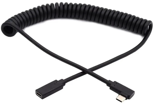 Main image of AJMRTC Stretch Coiled USBC Male to Female Extension Cable, Spring Retractable TypeC Power & Data Cord, LowLatency for Gaming Mechanical Keyboards, Mice, Peripheral Devices, Desktop PC and Laptop Se