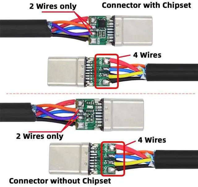 Alt view image 5 of 7 - AJMRTC DIY OEM 2Sets/Lot 24Pin USBC Male to Male Connector Plug Kit, 100W PD USB2.0 Data SolderType Assemble Plug with Housing Cover for Cable DIY Repair Project