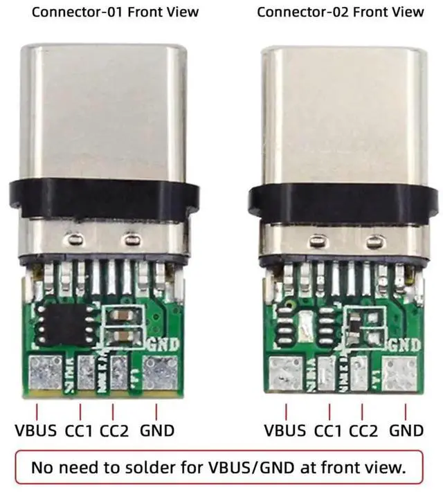 Alt view image 2 of 7 - AJMRTC DIY OEM 2Sets/Lot 24Pin USBC Male to Male Connector Plug Kit, 100W PD USB2.0 Data SolderType Assemble Plug with Housing Cover for Cable DIY Repair Project