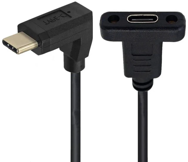Main image of AJMRTC 90 Degree Up & Down Angled USBC Extension Cable 30cm, USB 3.1 TypeC Male to Female Right Angle Data Sync Extension Cord for USBC Laptops, Phones, SSD