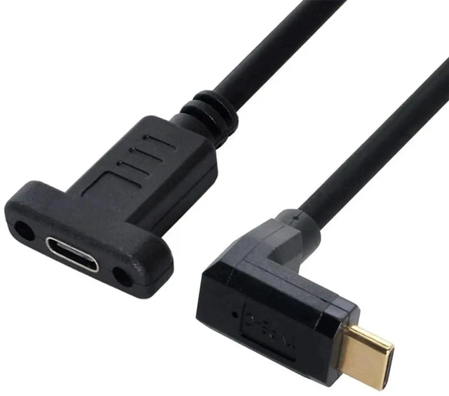 Alt view image 7 of 7 - AJMRTC 90 Degree Up & Down Angled USBC Extension Cable 30cm, USB 3.1 TypeC Male to Female Right Angle Data Sync Extension Cord for USBC Laptops, Phones, SSD