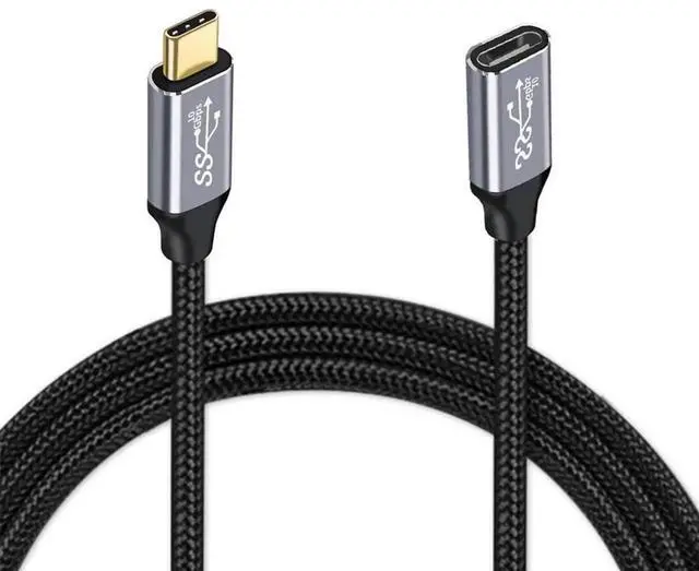 Main image of AJMRTC 50cm USBC Male to Female Extension Cable, USB 3.1 Gen2 10Gbps 100W PD Fast Charging Data Sync Cord with Sleeve for Laptops, Phones, Tablets, USBC Peripherals