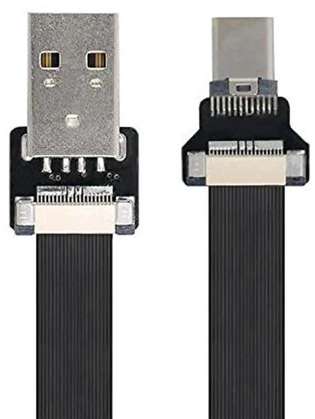 Alt view image 4 of 7 - AJMRTC 20cm USB 2.0 TypeA Male to USBC Male Flat Slim FPC Ribbon Cable, 480Mbps Data Sync Power Cord for FPV Drone, External Disk, Smartphones and Compact Projects