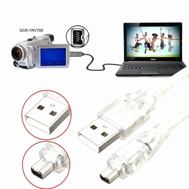 Alt view image 6 of 7 - AJMRTC USB Male to Firewire IEEE 1394 4Pin Male iLink DV Adapter Cable, 1M, Compatible with Sony DCRTRV75E Handycam Camcorder, for Digital Video Data & Audio Transfer, USBA to 1394 4Pin Cord
