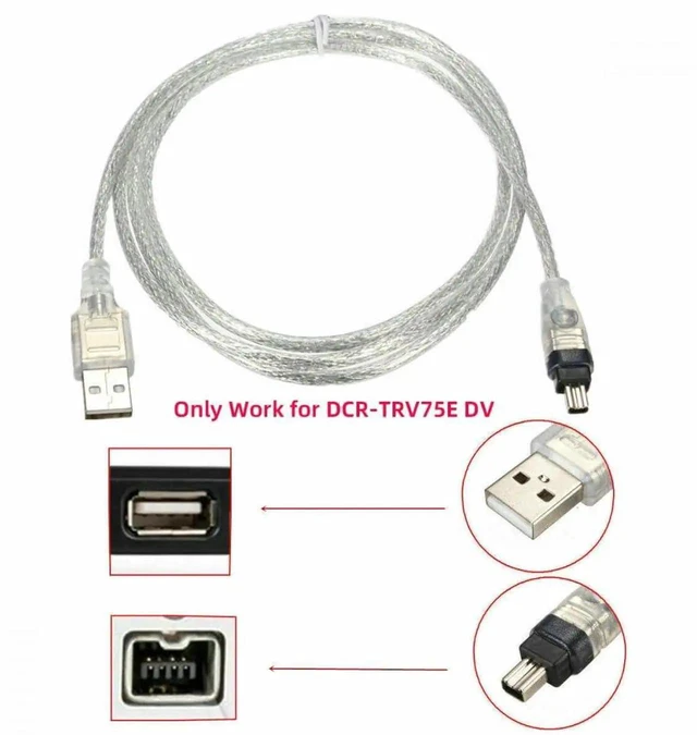 Alt view image 2 of 7 - AJMRTC USB Male to Firewire IEEE 1394 4Pin Male iLink DV Adapter Cable, 1M, Compatible with Sony DCRTRV75E Handycam Camcorder, for Digital Video Data & Audio Transfer, USBA to 1394 4Pin Cord