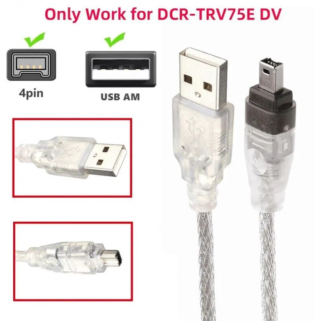 Alt view image 7 of 7 - AJMRTC USB Male to Firewire IEEE 1394 4Pin Male iLink DV Adapter Cable, 1M, Compatible with Sony DCRTRV75E Handycam Camcorder, for Digital Video Data & Audio Transfer, USBA to 1394 4Pin Cord