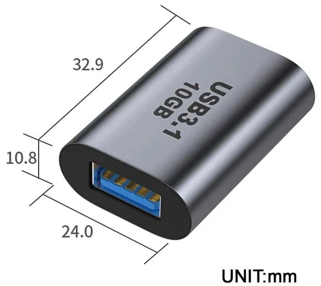 Alt view image 5 of 7 - AJMRTC 10Gbps USBC USB 3.1 TypeC Female to USB 3.0 A Female Adapter, FemaletoFemale Data & Power Coupler Connector for Laptop, Tablet, Smartphone, USB Peripheral Devices