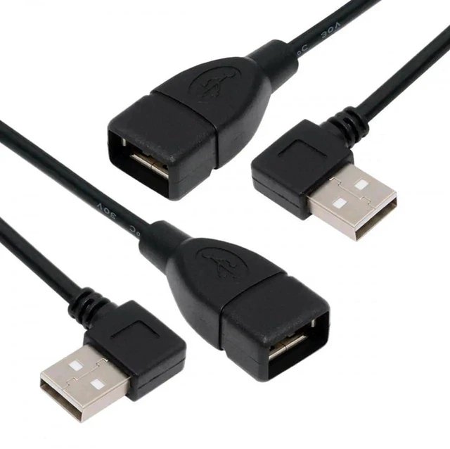 Main image of AJMRTC 2Pcs 90 Degree Left & Right Angled USB 2.0 TypeA Male to Female Extension Cable, 20cm Short RightAngle USB A Extender Cord for PC, Laptop, USB Flash Drives, USB Peripherals