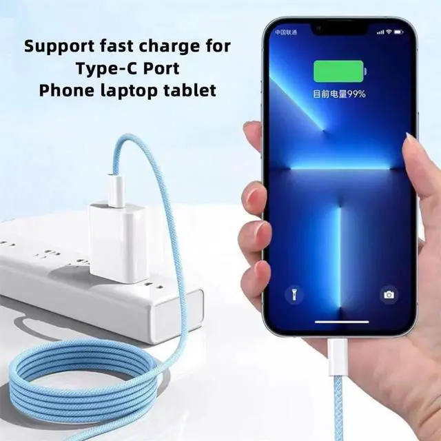 Alt view image 2 of 7 - AJMRTC USBC Male to Male PD Fast Charging Cable, 20cm Short Blue Sleeve TypeC Cord, 27W65W Power Delivery 480Mbps Data Sync Cable for Smartphones, Tablets, Laptops and USBC Enabled Devices