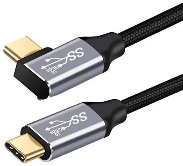 Main image of AJMRTC 90 Degree RightAngled USBC Male to Male Cable, USB 3.1 Gen2 10Gbps 100W PD Fast Charging Data Sync Cord, 100CM 1M TypeC Cable for Laptops, Smartphones, Tablets, USBC Peripherals