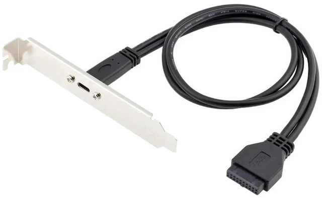 Main image of AJMRTC SinglePort USBC Female to USB 3.0 Motherboard 19Pin Header Cable, 40CM Internal PC FrontPanel Extension Cord, Convert Motherboard 19Pin Header to USBC Female Port for Desktop PC Case Modd