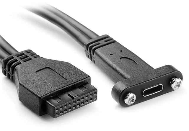 Alt view image 3 of 7 - AJMRTC SinglePort USBC Female to USB 3.0 Motherboard 19Pin Header Cable, 40CM Internal PC FrontPanel Extension Cord, Convert Motherboard 19Pin Header to USBC Female Port for Desktop PC Case Modd