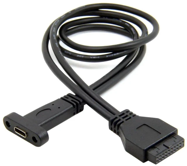 Alt view image 5 of 7 - AJMRTC SinglePort USBC Female to USB 3.0 Motherboard 19Pin Header Cable, 40CM Internal PC FrontPanel Extension Cord, Convert Motherboard 19Pin Header to USBC Female Port for Desktop PC Case Modd
