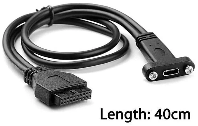 Alt view image 6 of 7 - AJMRTC SinglePort USBC Female to USB 3.0 Motherboard 19Pin Header Cable, 40CM Internal PC FrontPanel Extension Cord, Convert Motherboard 19Pin Header to USBC Female Port for Desktop PC Case Modd
