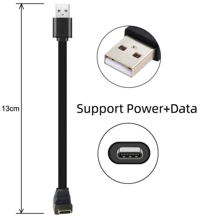 Alt view image 4 of 7 - AJMRTC 13cm USB 2.0 TypeA Male to UpDown 90 Degree Angled USBC FPC Flat Slim Data Cable, 480Mbps, for FPV Gimbal, External Disk, Smart Phone