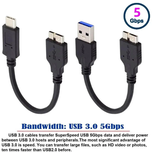 Alt view image 4 of 7 - AJMRTC 2Pcs Set 15cm USB 3.0 TypeA Male & USBC Male to Micro 3.0 B Male Data Cable, 5Gbps High Speed Cord for External SSD Hard Drive Disk