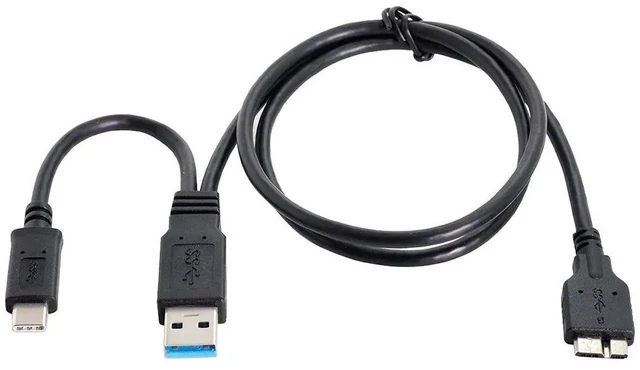 Main image of AJMRTC Combo USB 3.1 TypeC & USB3.0 TypeA Male Host to Micro USB 3.0 B Male Target Data Cable, HighSpeed Transfer Cord for External Hard Disk SSD Drives