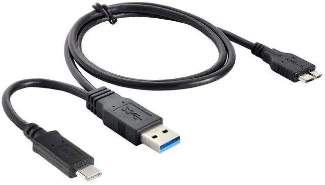 Alt view image 2 of 7 - AJMRTC Combo USB 3.1 TypeC & USB3.0 TypeA Male Host to Micro USB 3.0 B Male Target Data Cable, HighSpeed Transfer Cord for External Hard Disk SSD Drives