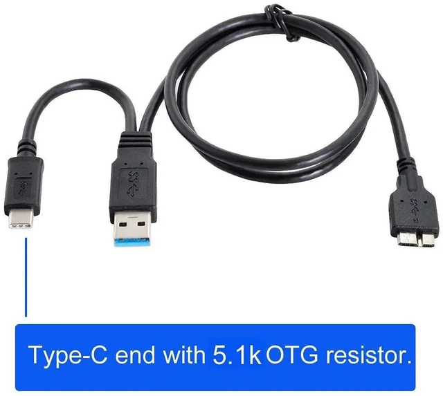 Alt view image 3 of 7 - AJMRTC Combo USB 3.1 TypeC & USB3.0 TypeA Male Host to Micro USB 3.0 B Male Target Data Cable, HighSpeed Transfer Cord for External Hard Disk SSD Drives