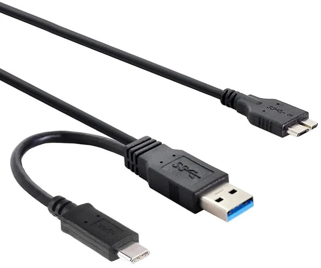 Alt view image 4 of 7 - AJMRTC Combo USB 3.1 TypeC & USB3.0 TypeA Male Host to Micro USB 3.0 B Male Target Data Cable, HighSpeed Transfer Cord for External Hard Disk SSD Drives