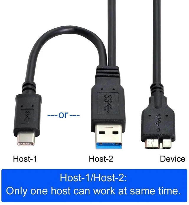 Alt view image 5 of 7 - AJMRTC Combo USB 3.1 TypeC & USB3.0 TypeA Male Host to Micro USB 3.0 B Male Target Data Cable, HighSpeed Transfer Cord for External Hard Disk SSD Drives