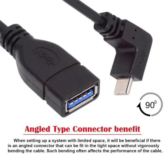 Alt view image 5 of 7 - AJMRTC UpDown 90 Degree Angled USBC 3.1 Male to USB 3.0A Female OTG Adapter Cable, 10Gbps HighSpeed Data Power Cord for Phone, Tablet, USB Peripherals