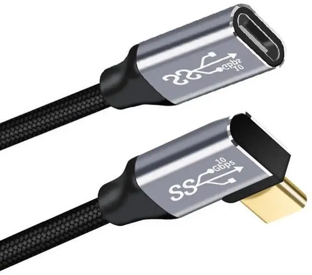 Main image of AJMRTC 20CM LeftRight Angled USBC Male to Female Extension Cable, 10Gbps USB3.1 Gen2, 100W PD Power Charging Cord with Protective Sleeve for Laptop, USBC Peripherals