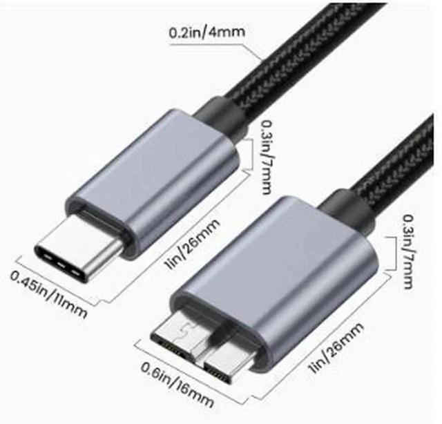 Alt view image 4 of 5 - AJMRTC 3M USBC to Micro USB 3.0 B Male Cable, 5Gbps HighSpeed Data Transfer 5V 3A Charging Cord for External Hard Drive, Digital Camera, Portable SSD Storage Devices