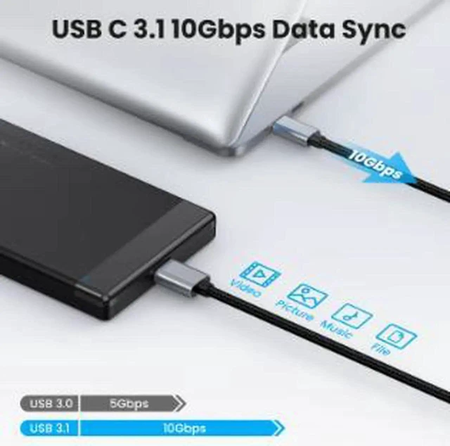 Alt view image 5 of 5 - AJMRTC 3M USBC to Micro USB 3.0 B Male Cable, 5Gbps HighSpeed Data Transfer 5V 3A Charging Cord for External Hard Drive, Digital Camera, Portable SSD Storage Devices