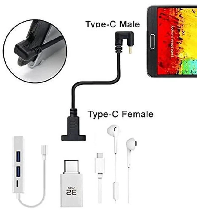 Alt view image 7 of 7 - AJMRTC 30cm 180Degree UShape BackAngled USBC Male to Female Extension Cable, USB3.1 Gen2 10Gbps Data PassThrough Cord for Laptop, Docking Station, Compact Space Wiring