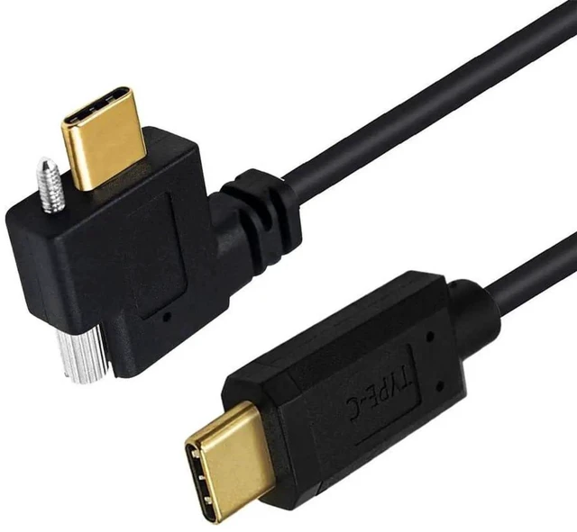 Main image of AJMRTC 1M PanelMount USBC Cable, USB3.1 Gen2 10Gbps, Single Locking Thumbscrew Horizontal LeftRight Angled USBC MaletoMale Cord for Industrial Cabinet, Docking Station Embedded Hardware