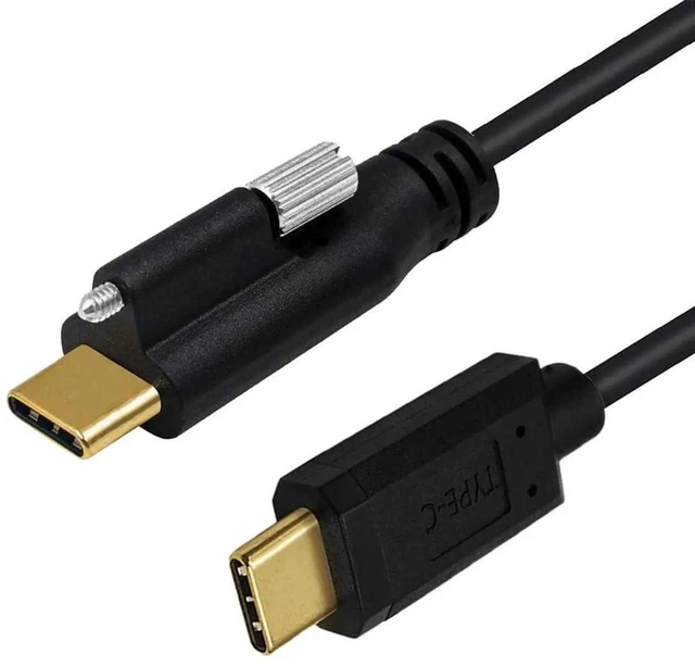 Main image of AJMRTC 1M PanelMount USBC Cable, Single Locking Thumbscrew USB3.1 Gen2 MaletoMale Cord, 10Gbps Data 4K DP AltMode Video Cable for Industrial Cabinet, Docking Station Embedded Hardware