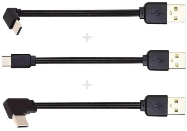 Main image of AJMRTC 3Pcs/Lot 13cm USB 2.0 TypeA Male to Angled USBC Male Flat Slim FPC Data Cable, Thin Flexible FPV Flat Ribbon Cord for FPV Drone, Hard Disk, Smartphone, Small Space Internal Wiring