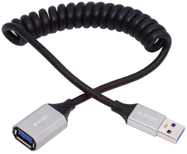 Main image of AJMRTC USB 3.0 TypeA Male to USB 3.0 A Female Coiled Stretch Extension Cable, 5Gbps HighSpeed Data Transfer Retractable Spring Cord for SSD, Hard Disk, Digital Camera, USB Peripheral Devices, 100cm