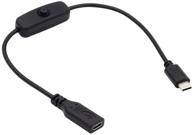 Main image of AJMRTC USBC Male to Female Extension Cable with OnOff Power Switch Button, USB TypeC Power Control Cord for Raspberry Pi 4B, Laptop, Mechanical Keyboard, USBC Peripherals, DIY Project Power Manage