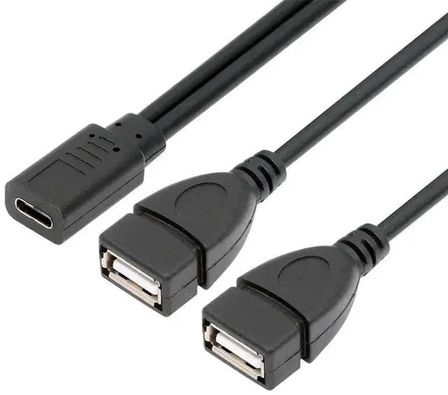Alt view image 3 of 7 - AJMRTC TypeC Female DC 5V Input to Dual USB 2.0 TypeA Female Splitter Extension Charge Cable, Passive PowerOnly YCord for DIY Projects, SingleBoard Computer, Small USBA Devices Power Supply