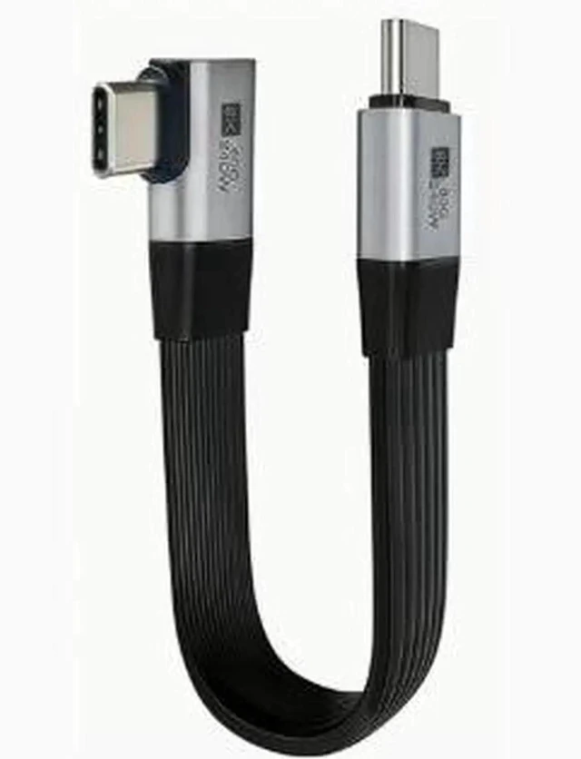 Main image of AJMRTC 20CM RightAngle FullFunction USBC Cable, USB3.2 Gen2x2 80Gbps Data Transfer, 240W PD3.1 Fast Charging, 8K@60Hz Video Output, Thunderbolt 4 Compatible Short Cord for Docking Station, SSD, Lap