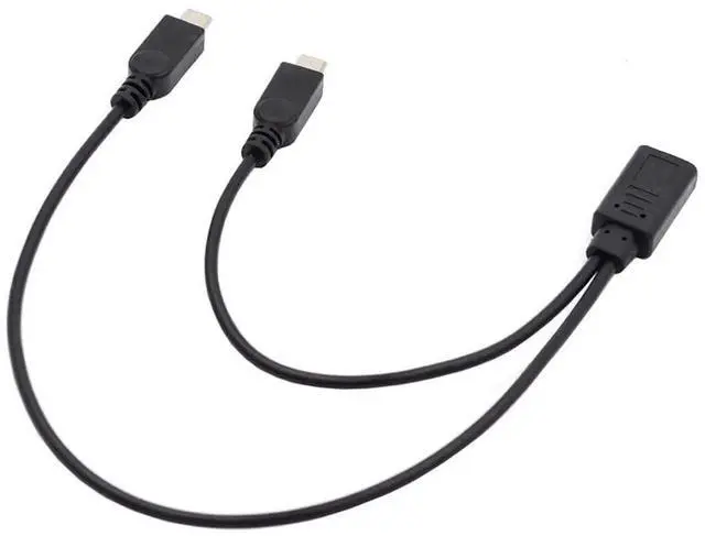 Alt view image 3 of 7 - AJMRTC DC 5V USBC Female to Dual Micro USB Male Splitter Cable, 32AWG Copper Wire Extension Charging Cord, TypeC Female Input to 5Pin Dual Micro USB Male Output for Dual Micro USB Powered Devices