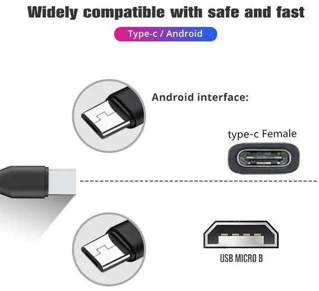 Alt view image 2 of 7 - AJMRTC DC 5V USBC Female to Dual Micro USB Male Splitter Cable, 32AWG Copper Wire Extension Charging Cord, TypeC Female Input to 5Pin Dual Micro USB Male Output for Dual Micro USB Powered Devices