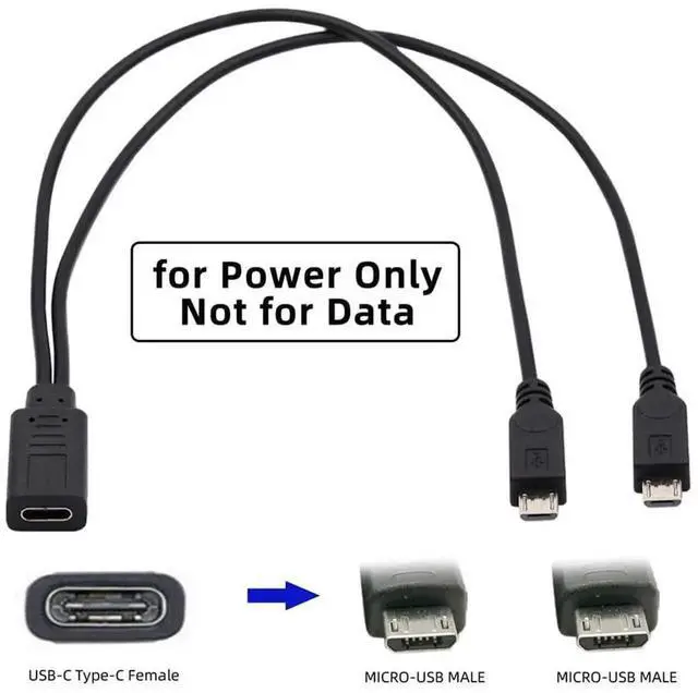 Alt view image 5 of 7 - AJMRTC DC 5V USBC Female to Dual Micro USB Male Splitter Cable, 32AWG Copper Wire Extension Charging Cord, TypeC Female Input to 5Pin Dual Micro USB Male Output for Dual Micro USB Powered Devices